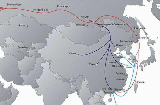 карта железных дорог Китая